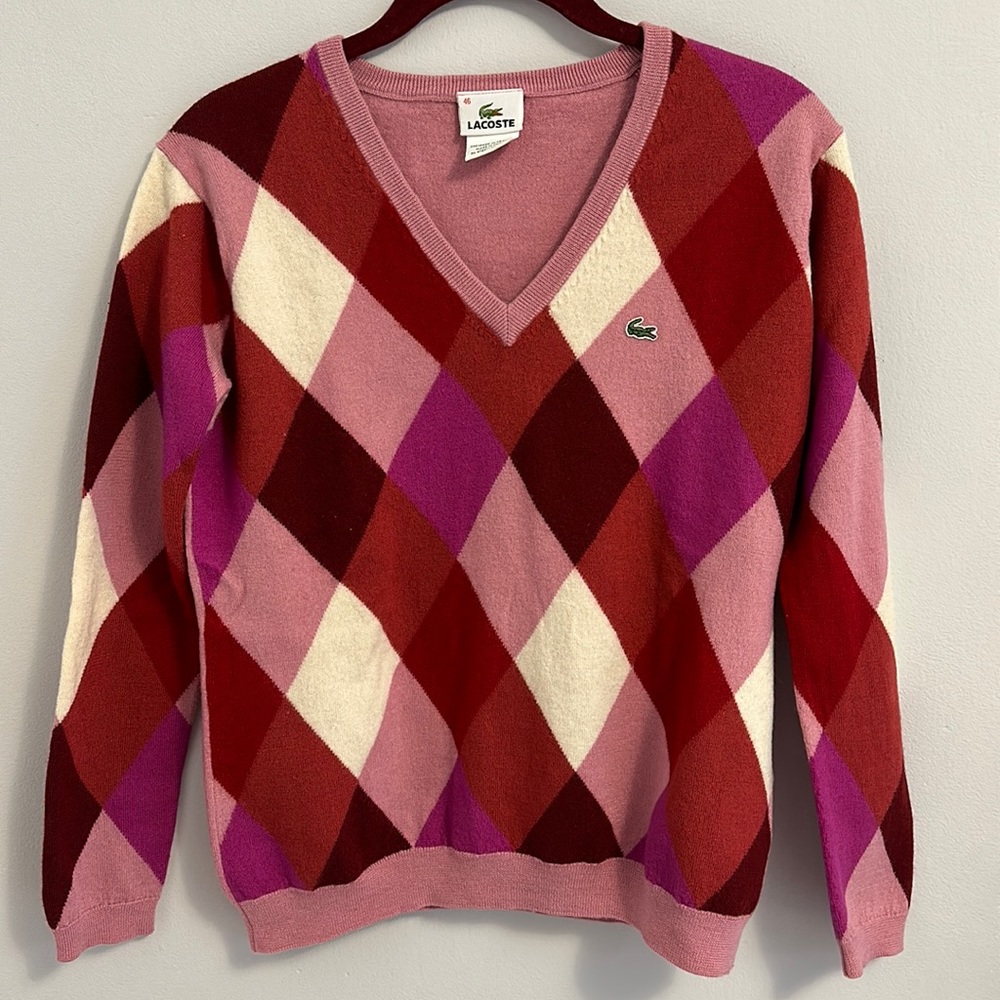 Lacoste Argyle Knit Sweater Size 46 (L)